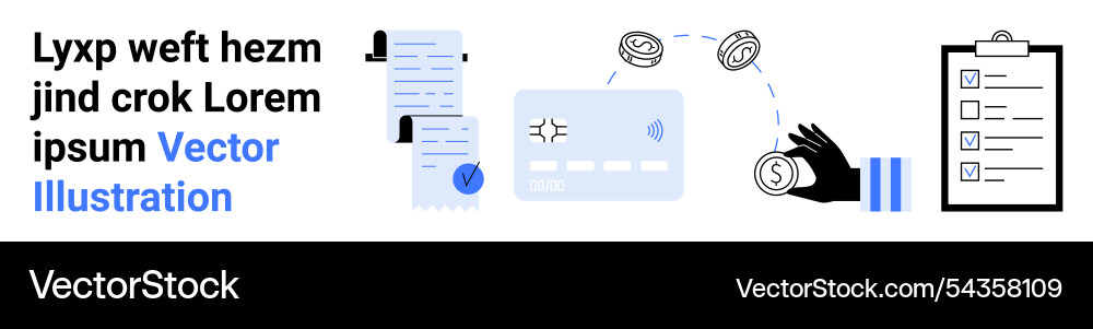Digital workflow with document card payment Digital workflow with document card payment vector image