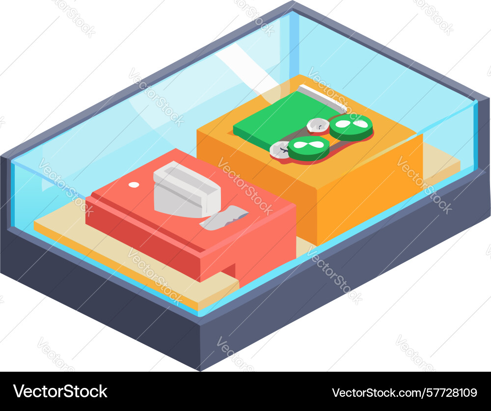 Isometric tech retail display with devices Vector Image