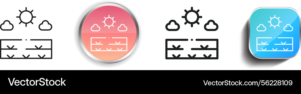 Meadow icon thin linear regular and button style vector image