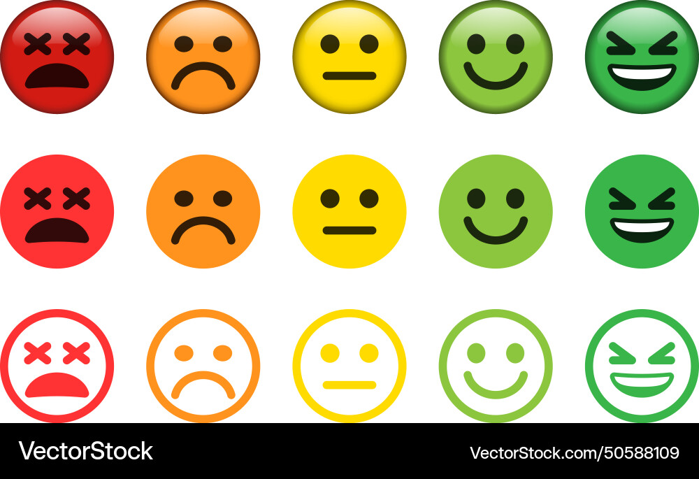 Satisfaction rating button with mood emoticon vector image