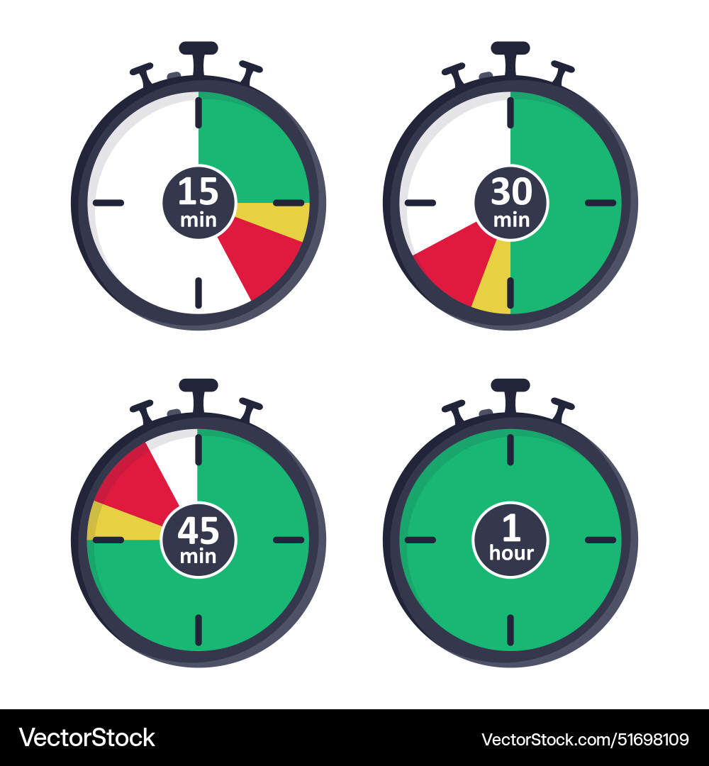 Timer clock stopwatch in flat style Vector Image