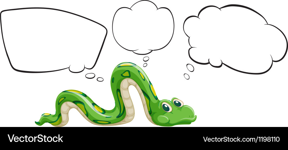 A green snake with the empty bubble notes vector image