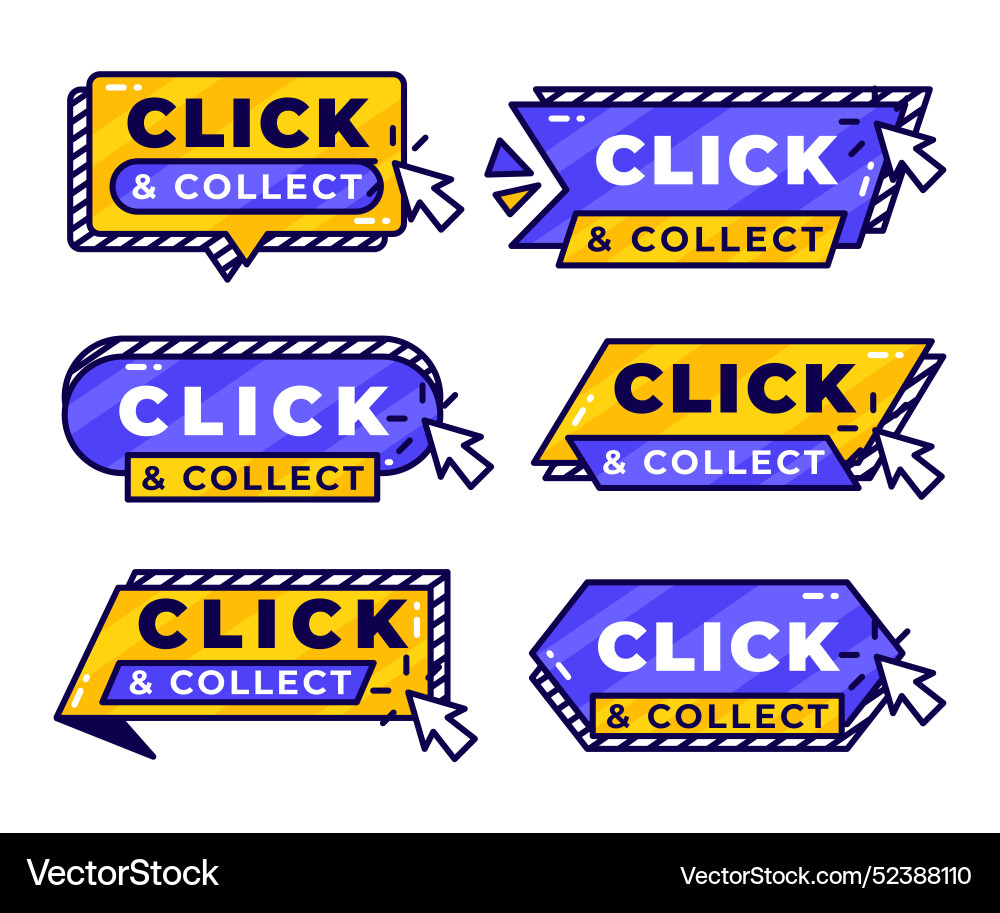 Click and collect button collection vector image