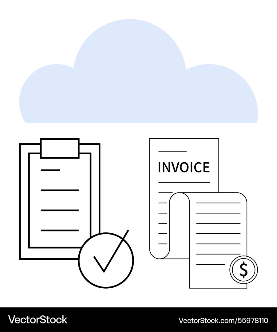 Cloud-based invoice and document management Cloud-based invoice and document management Vector Image