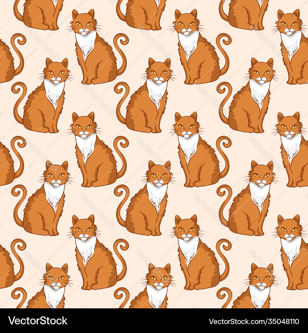 Cute Red Cat Pattern – Royalty-Free Vector | VectorStock