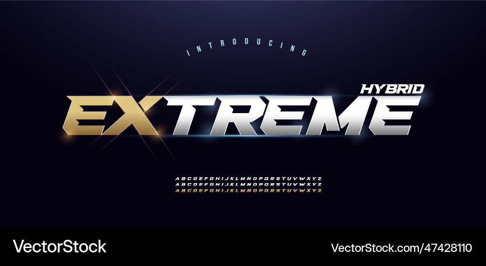 Elegant Chrome Metal Font Set Vector Image