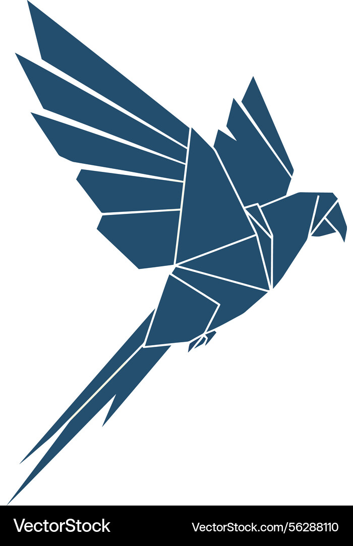 Geometric bird in flight with angular wings Geometric bird in flight with angular wings Vector Image