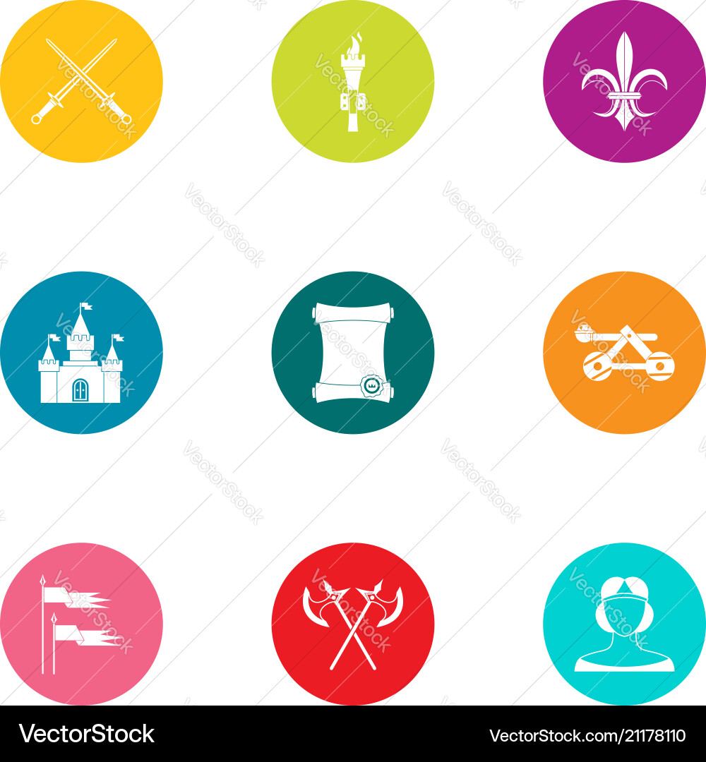 Knightly icons set flat style Knightly icons set flat style vector image