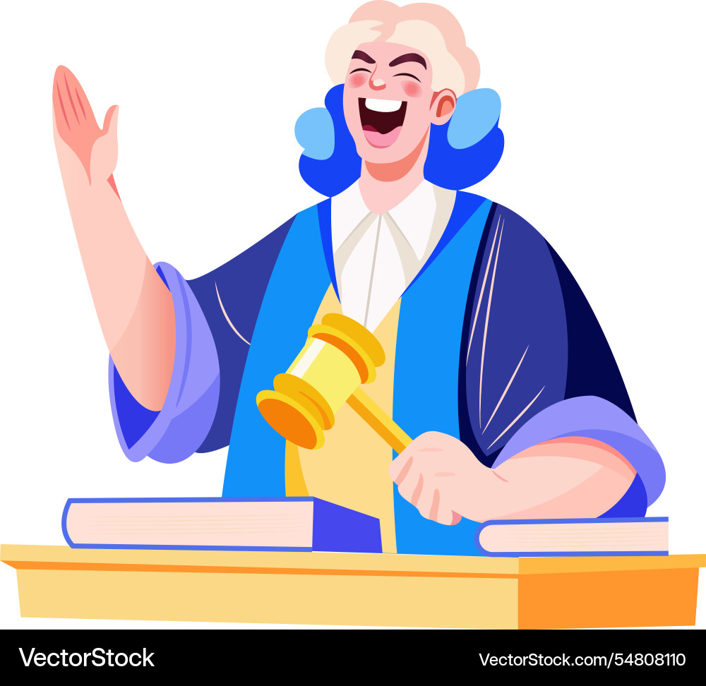 Laughing judge character in flat styl vector image