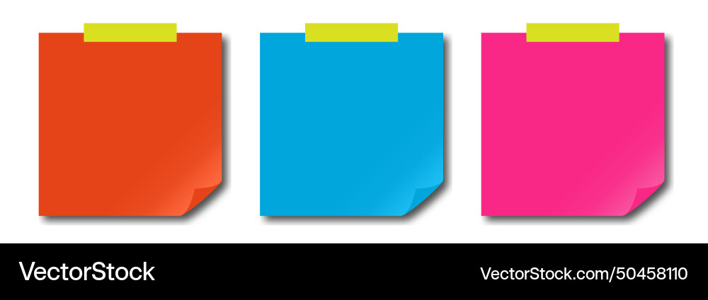 Post it notes set in multicolor isolated Vector Image