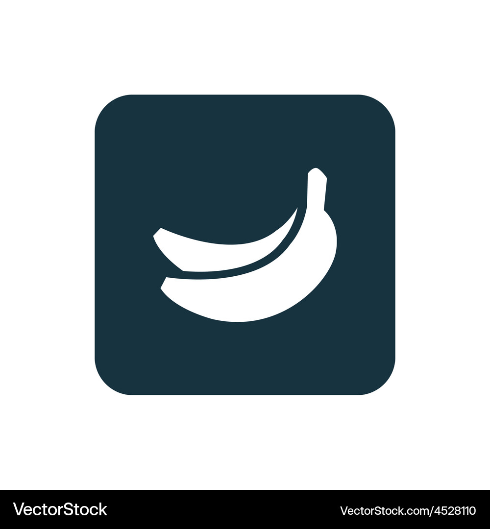 Rounded Banana Icon - Square Button Vector Image