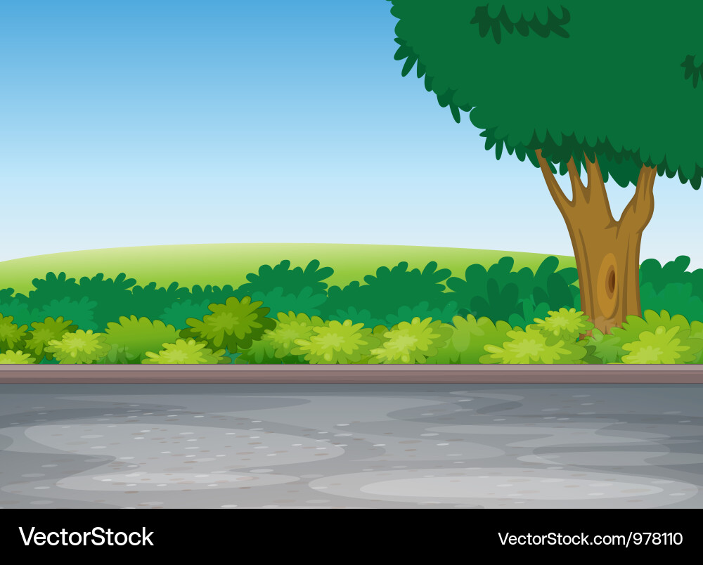 Scenic Roadside Tree Vector Image