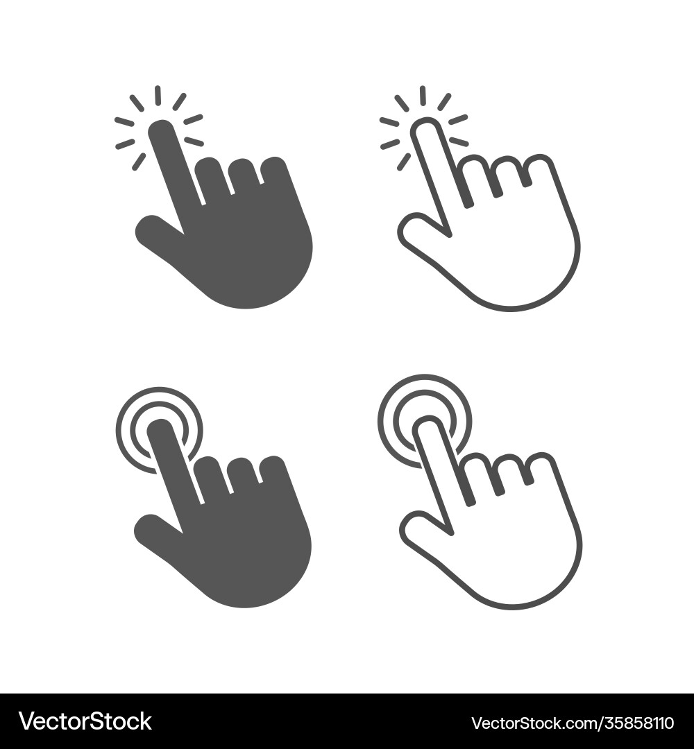 Touch Cursor Icons - Hand Click Symbol vector image