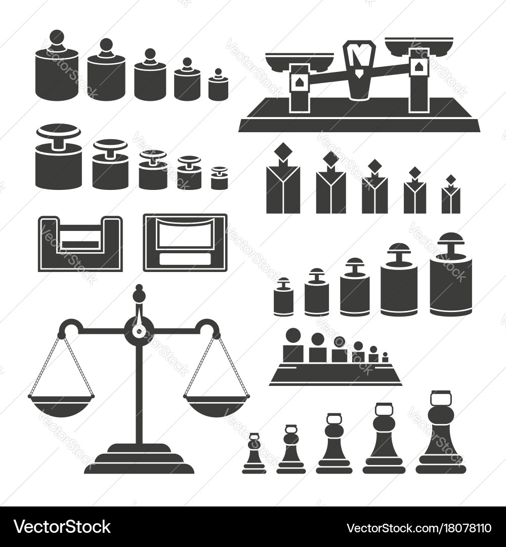 Weighting instruments - modern isolated set Vector Image
