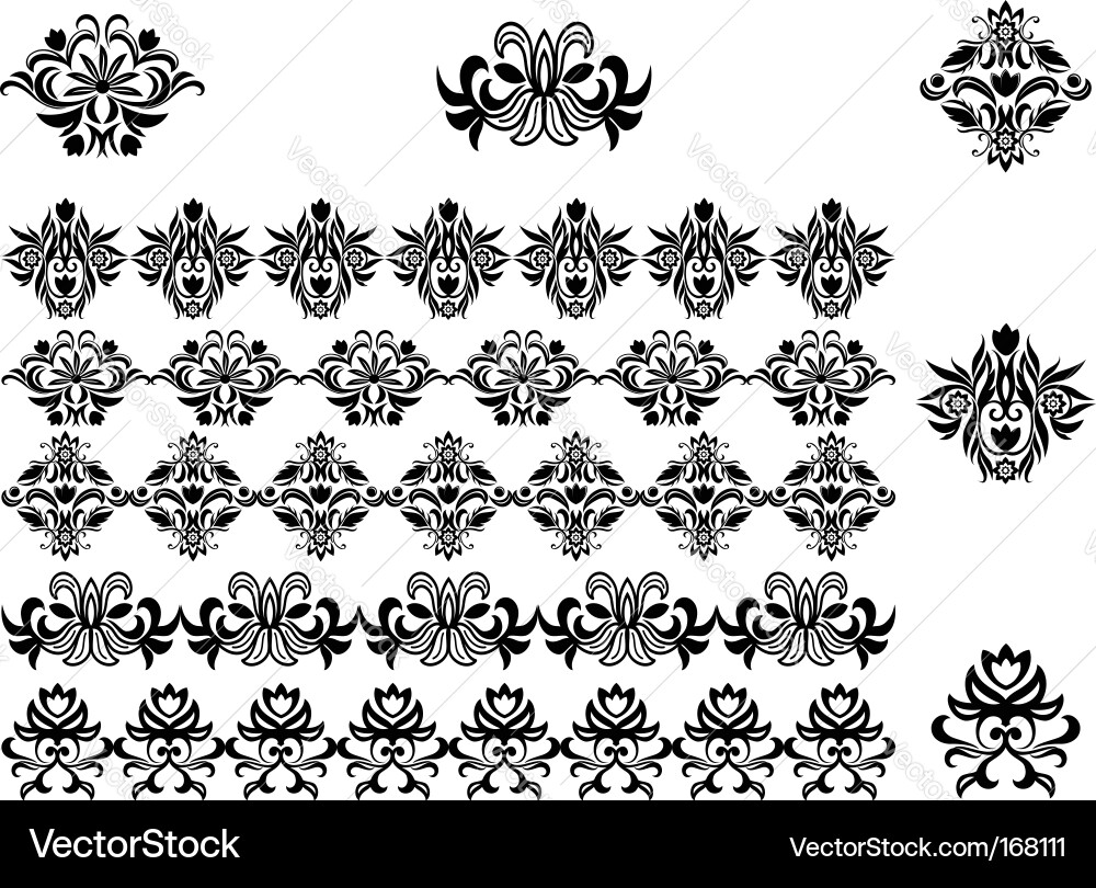 Flower patterns and borders vector image