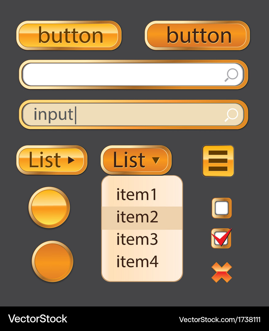 Golden Interface Elements Vector Image
