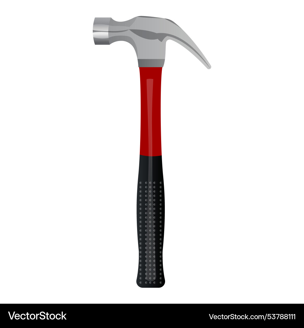 Hammer tool with red handle and gray head Hammer tool with red handle and gray head vector image