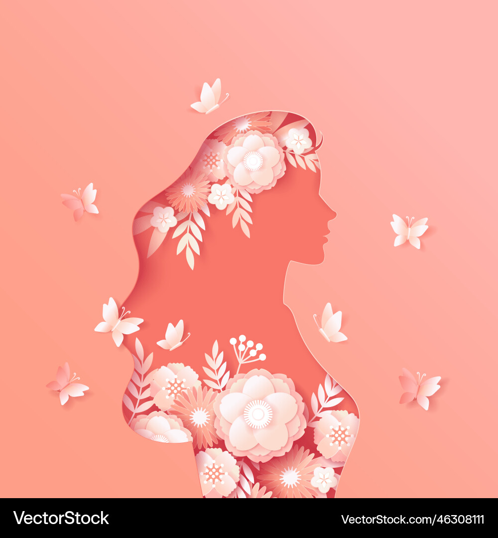 International women day paper cut girls head 8 vector image