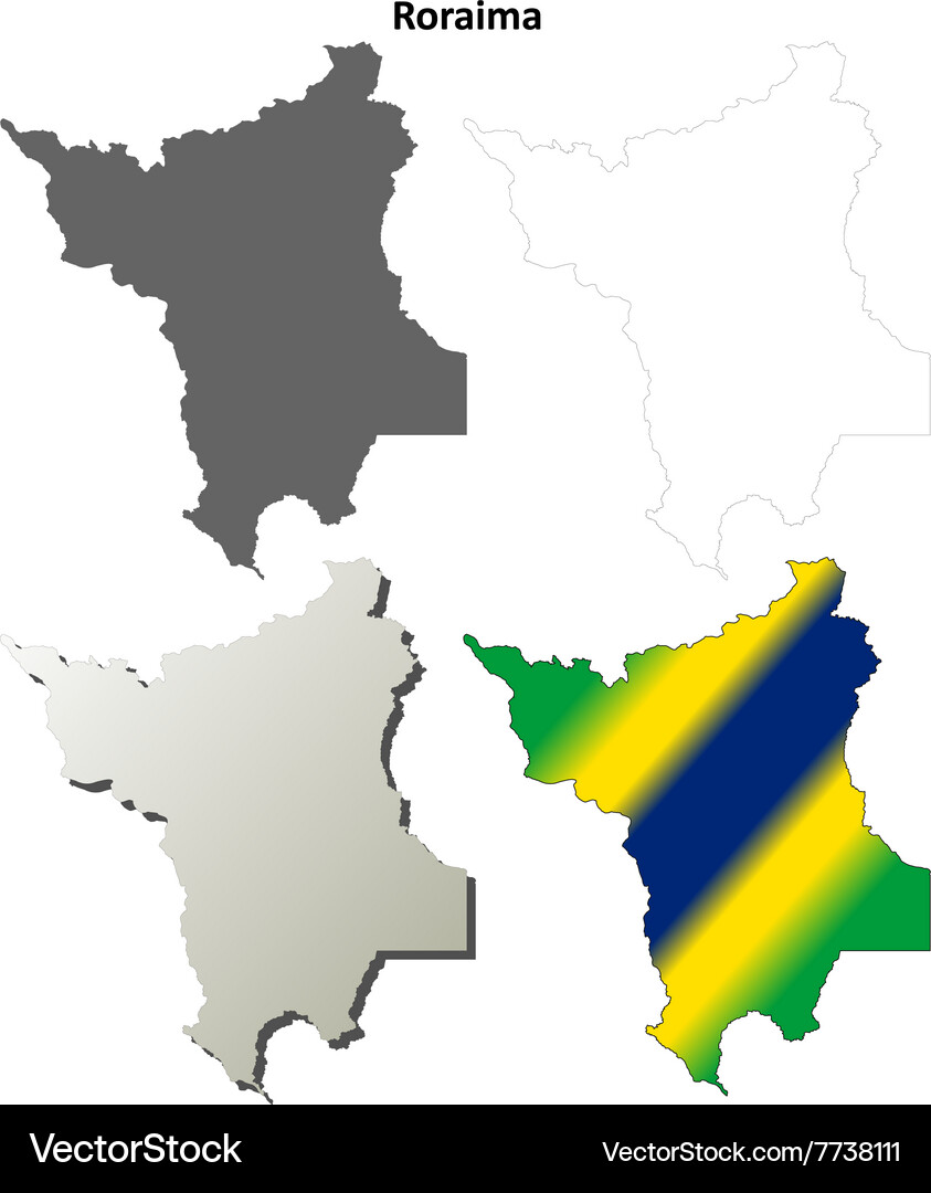 Roraima blank outline map set Vector Image
