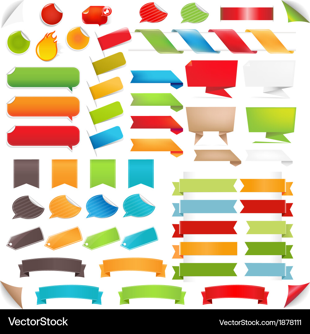 Speech Bubbles & Colorful Labels Set vector image