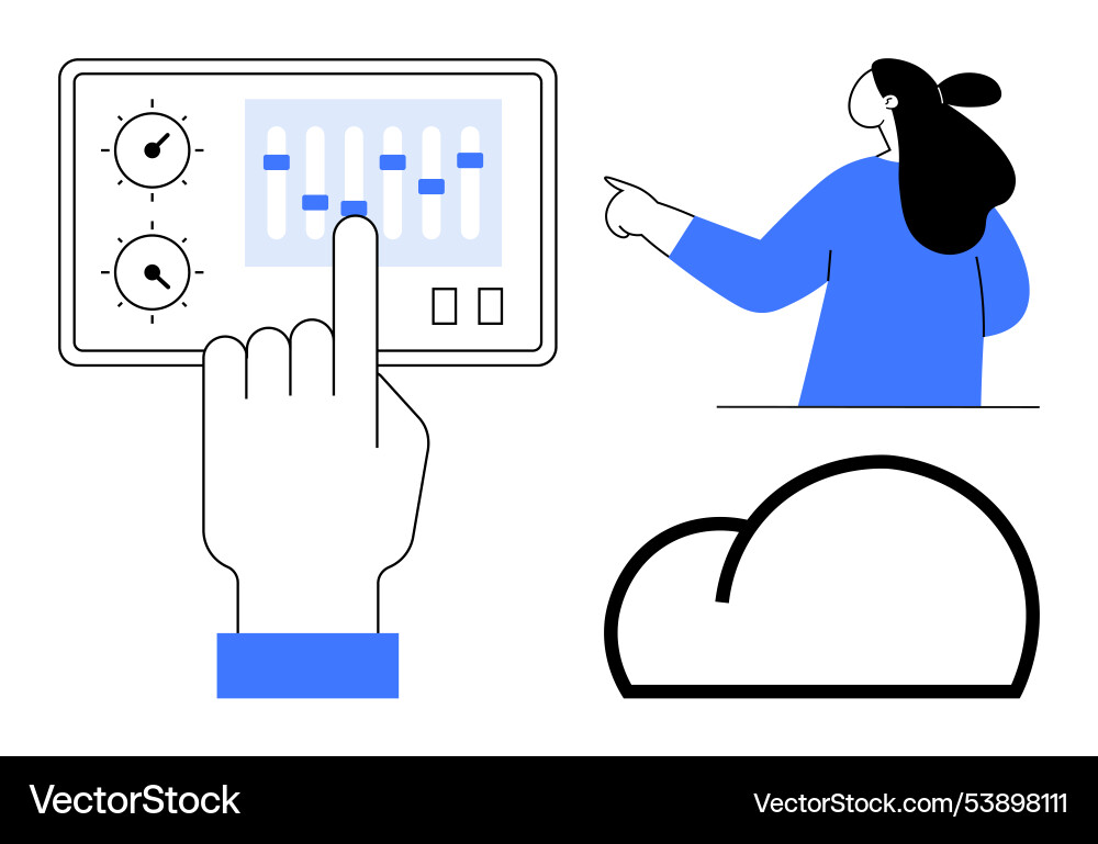 Technological control interface with cloud icon Technological control interface with cloud icon Vector Image