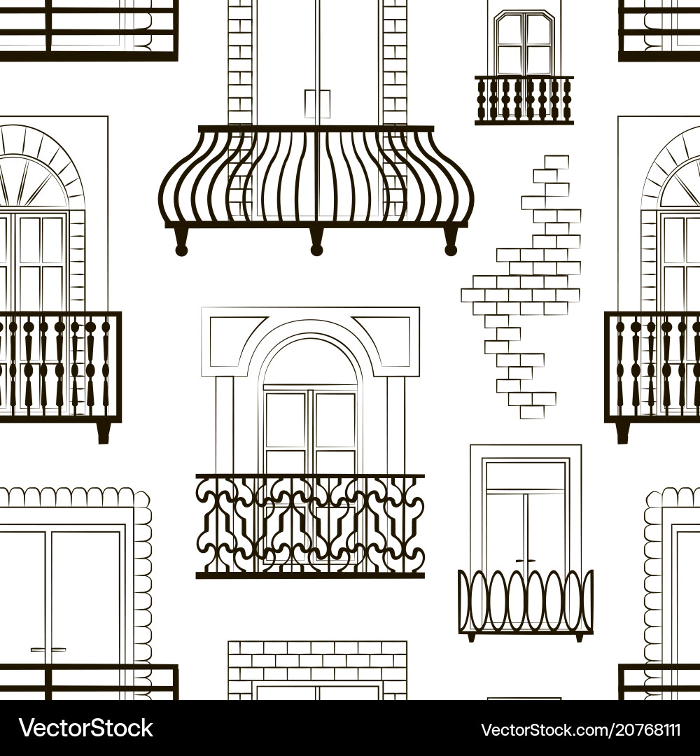 Window forms icons set balcony pattern Window forms icons set balcony pattern vector image