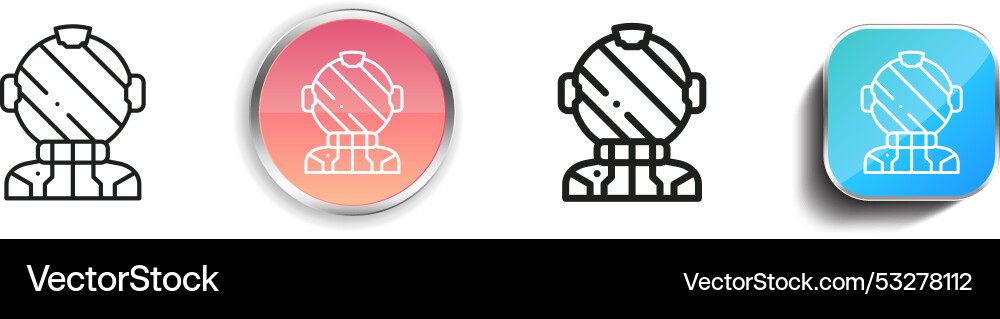 Cosmonaut icon thin linear regular and button Cosmonaut icon thin linear regular and button vector image