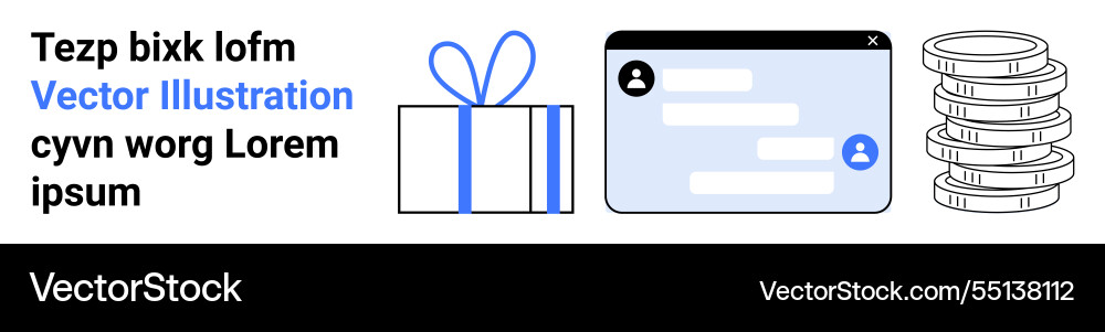 Gift box chat interface and coin stack Gift box chat interface and coin stack vector image