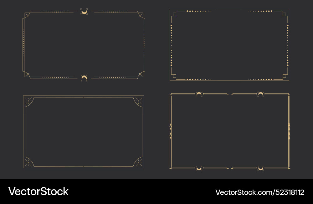 Gold celestial minimal esoteric frame thin line Gold celestial minimal esoteric frame thin line Vector Image