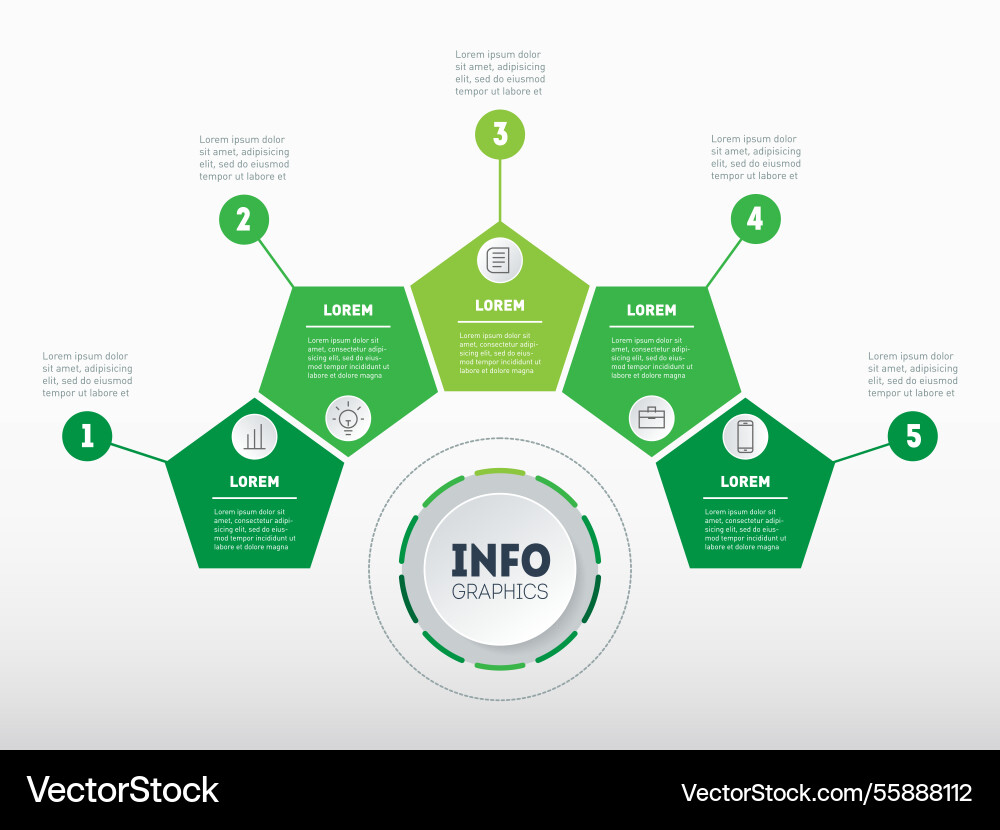 Infographic wheel 5-point business framework Vector Image