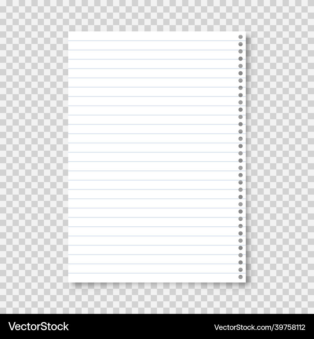 Realistic blank lined paper sheet in a4 format Vector Image
