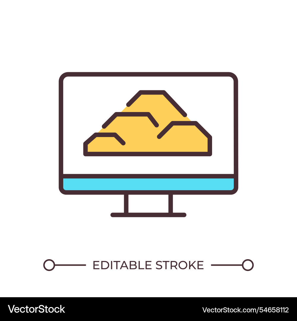 Rocks pile on computer monitor rgb color icon Rocks pile on computer monitor rgb color icon vector image