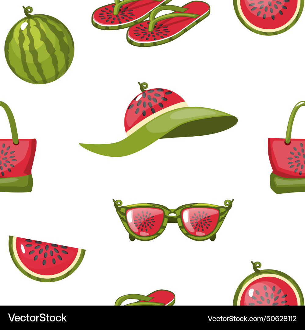 Seamless pattern watermelon objects vector image