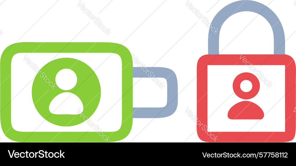 Secure user data icon with padlock and profiles vector image