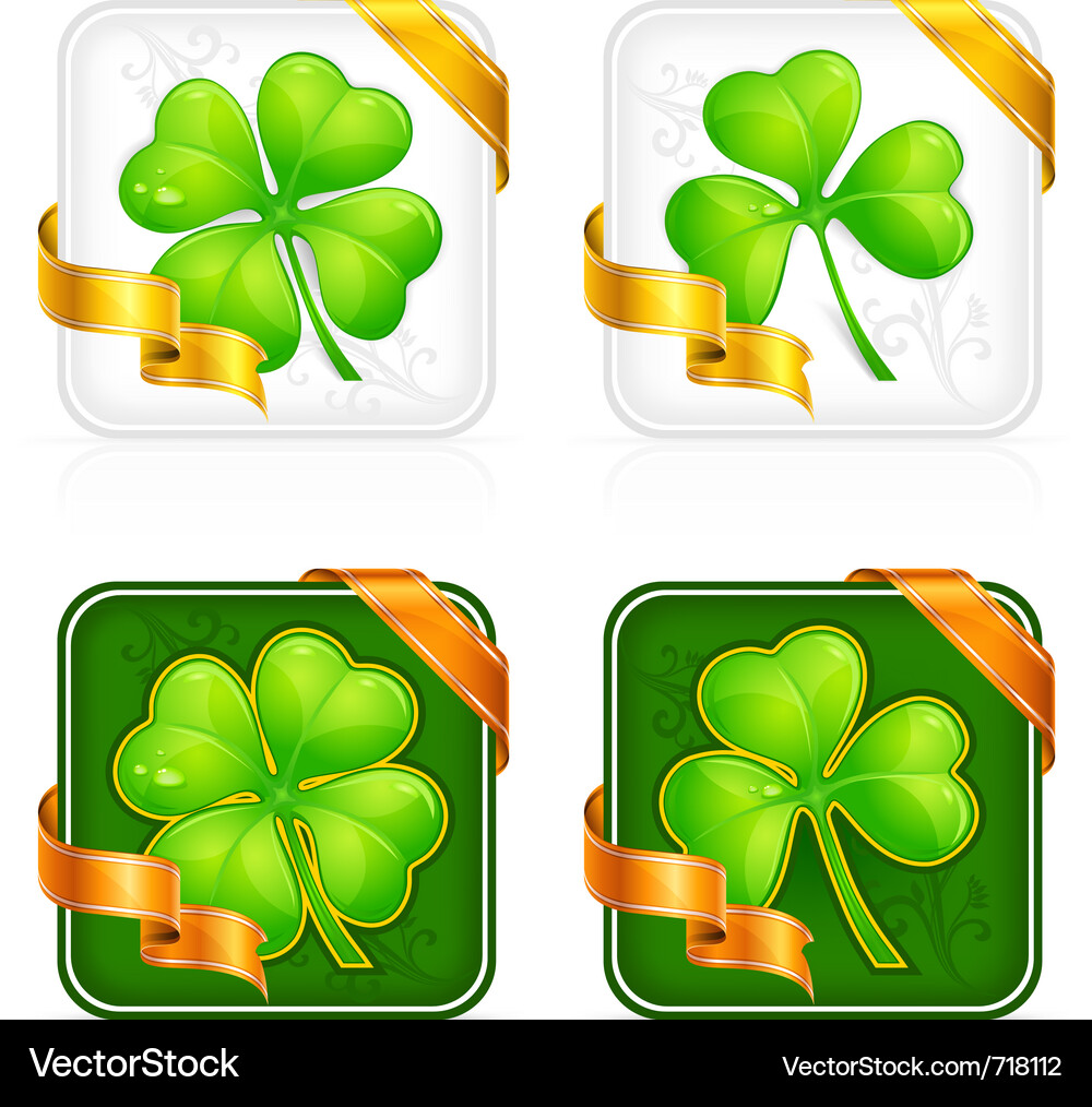 St Patrick's Day Clover Button Vector Image