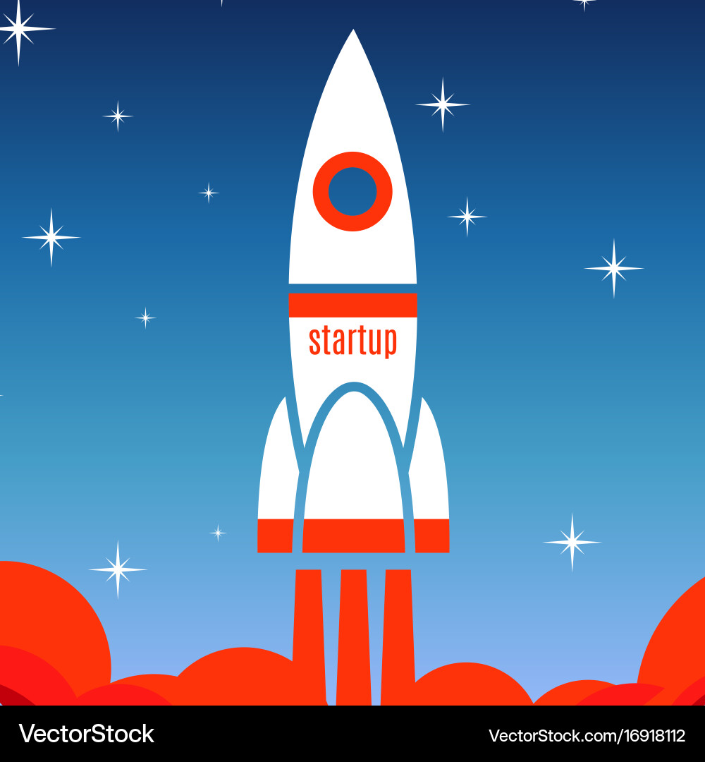 Startup concept background with spaceship Vector Image