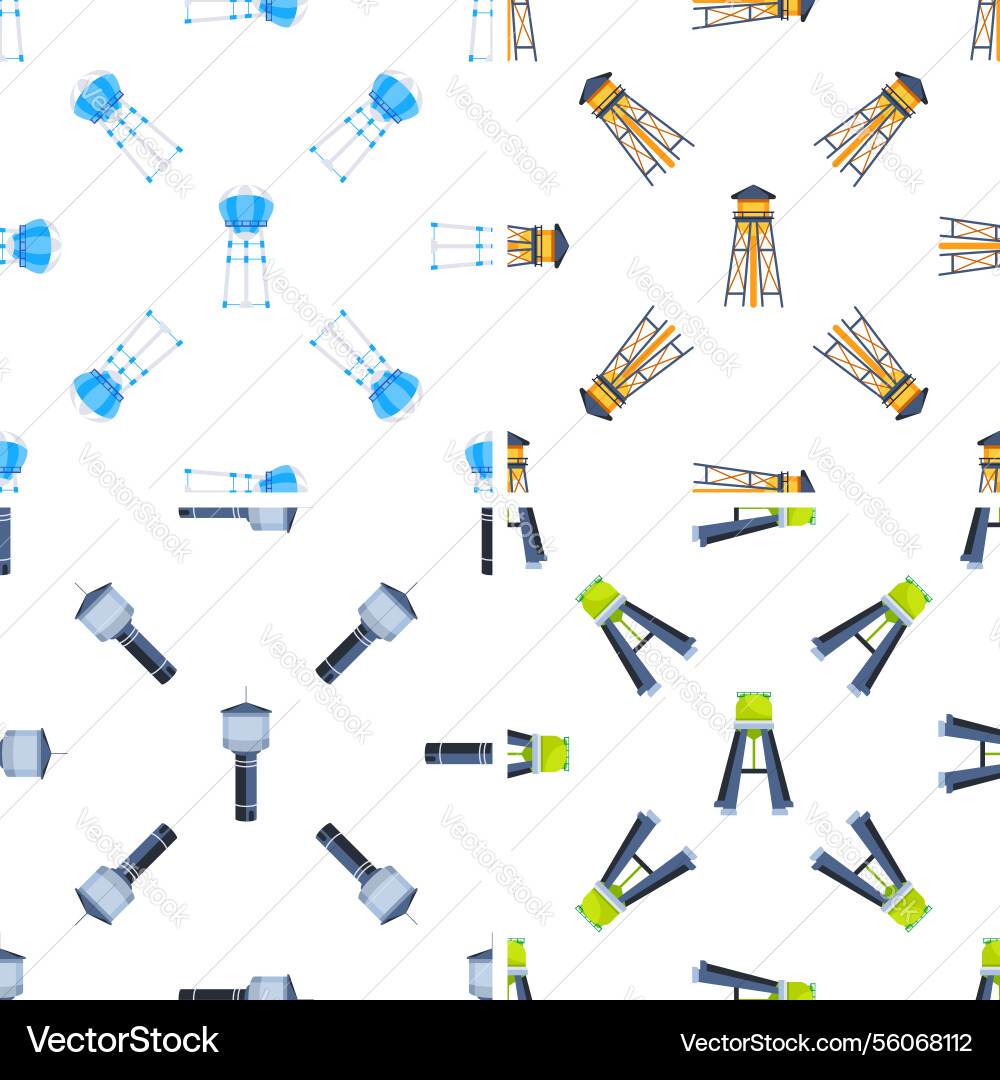 Water tower seamless pattern showing different Water tower seamless pattern showing different vector image