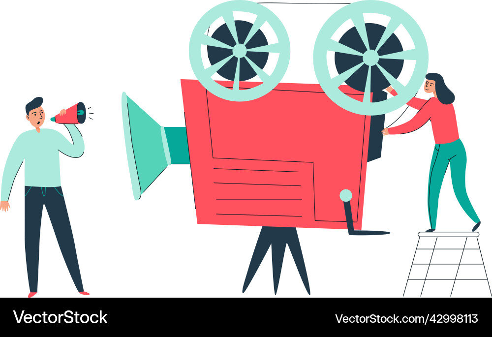 Cinema movie camera composition Royalty Free Vector Image