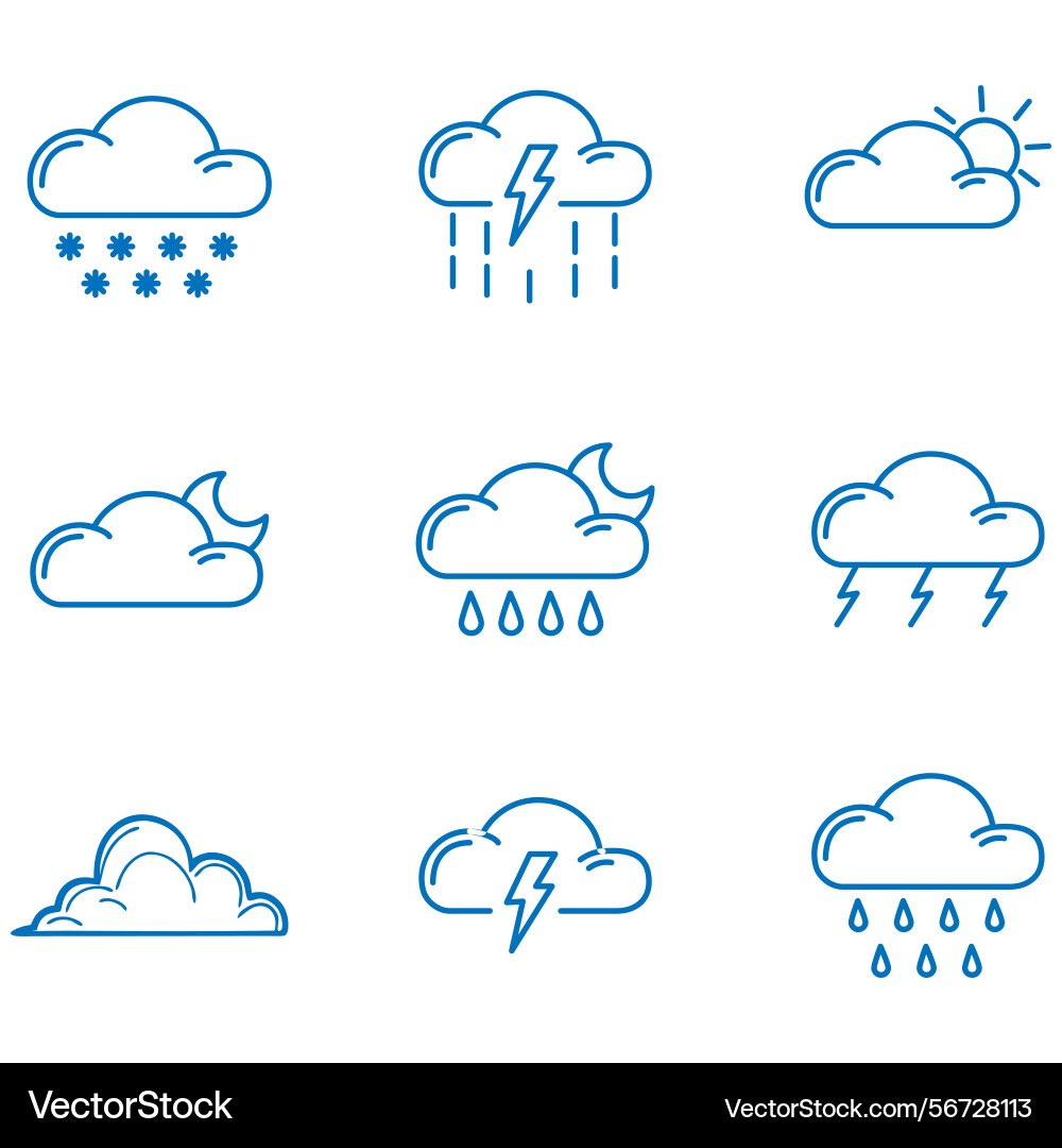 Clouds icons set of in different form Vector Image