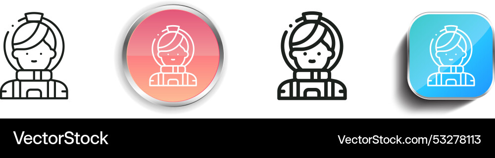 Cosmonaut icon thin linear regular and button vector image