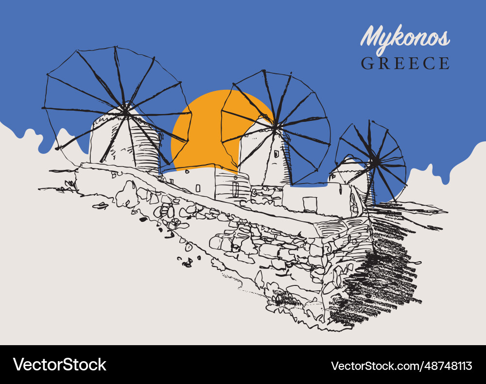 Drawing sketch of the traditional aegean vector image