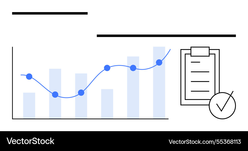Growth chart with line graph bar checklist Growth chart with line graph bar checklist Vector Image