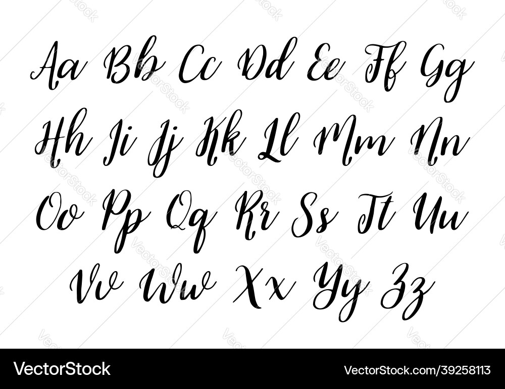 Handwritten Alphabet Font - Calligraphy Script vector image