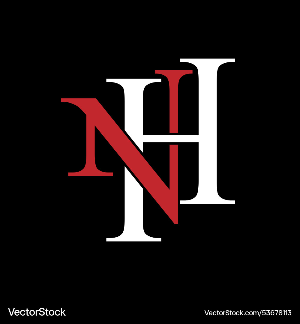 Letters n and h are a combination of overlapping Vector Image