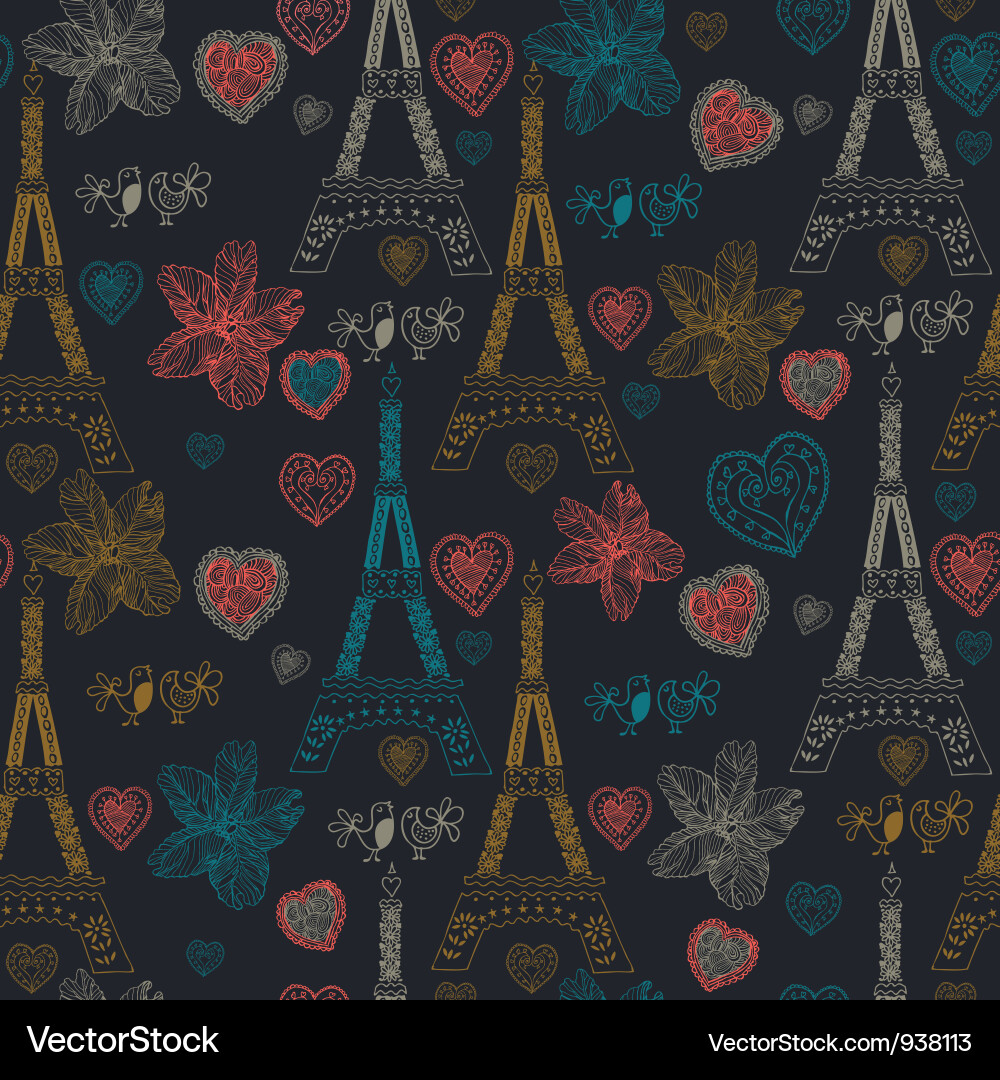 Parisian Heart Pattern Vector Image
