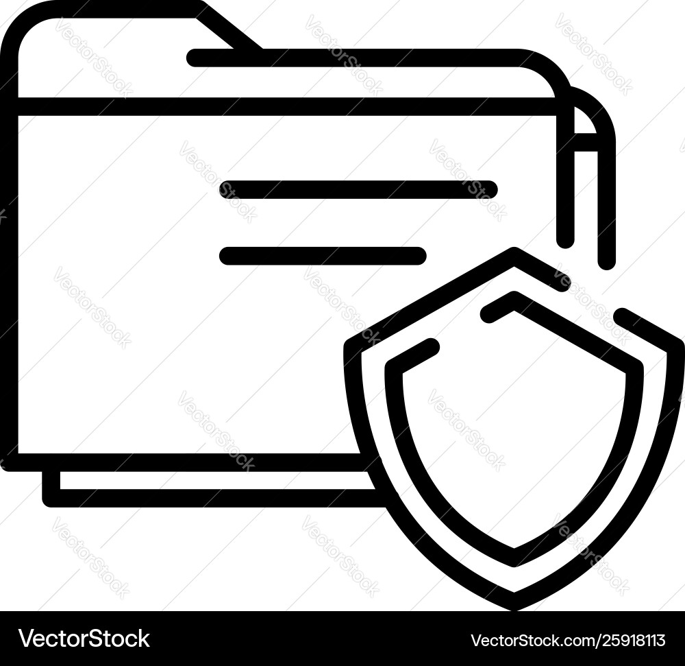 Protected folder icon outline style Royalty Free Vector