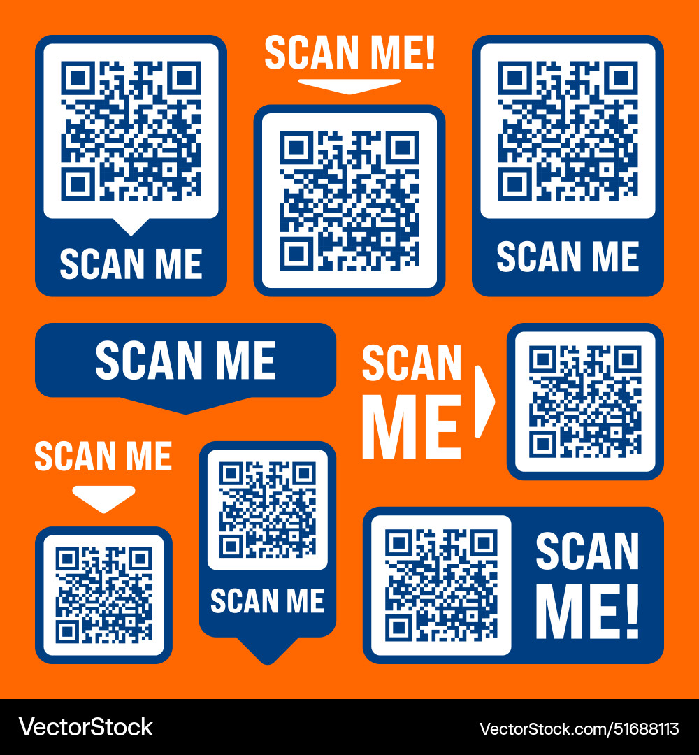 Scan me qr code sticker with text online payment Scan me qr code sticker with text online payment vector image