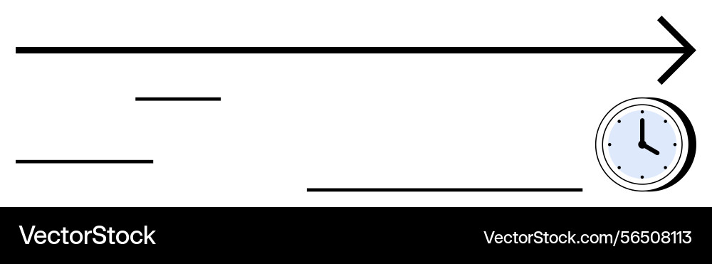 Straight arrow with clock representing time Straight arrow with clock representing time vector image