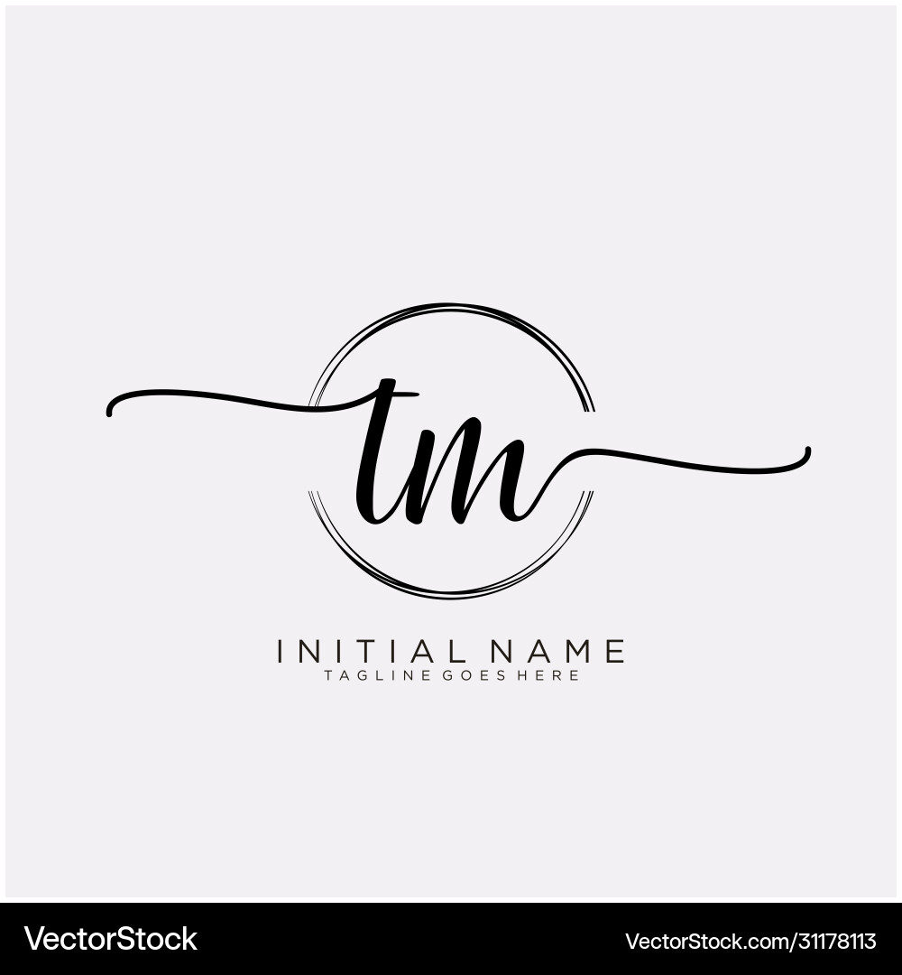 Tm initial handwriting logo with circle template Vector Image