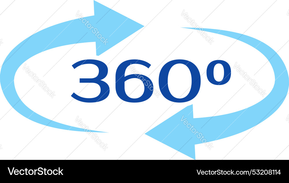 360 degree rotation angle with circular arrows 360 degree rotation angle with circular arrows vector image